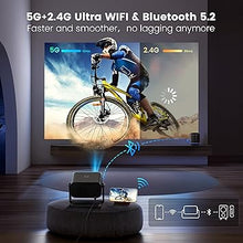 Load image into Gallery viewer, [Electric Focus &amp; Auto Keystone] Mini Projector with WiFi Bluetooth, PUTRIMS Portable 1080P Support Movie Projector 145° Rotatable 50% Zoom Fully Sealed Small Projector for Phone TV Stick HDMI USB
