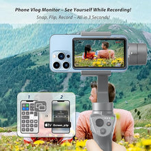 Load image into Gallery viewer, Wireless Selfie Monitor Screen for Media Content Creators, Back Camera Monitor Screen for iPhone &amp; Android, 1800mAh with Bluetooth Remote Rear Camera for Selfie Vlog Live Stream TikTok, Grey
