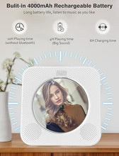 Load image into Gallery viewer, Portable CD Player with Bluetooth: 4000mAh Recheageable Kpop Music Player with HiFi Speaker,Remote Control,LCD Display,Sleep Timer,Headphone Jack, Supports CD/Bluetooth/FM Radio/U-Disk/AUX for Home
