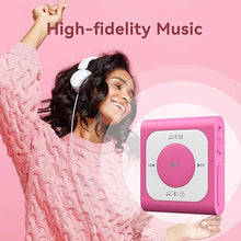 Load image into Gallery viewer, 64GB Clip MP3 Player with Bluetooth, AGPTEK Portable Music Player with FM Radio, Shuffle, No Phone Needed, for Sports - A51PL, Pink
