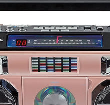 Load image into Gallery viewer, Studebaker SB2145RG 80&#39;s Retro Street Bluetooth Boombox with FM Radio, CD Player, LED EQ, 10 Watts RMS Power and AC/DC in Rose Gold
