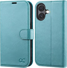 Load image into Gallery viewer, OCASE Compatible with iPhone 16 Plus Wallet Case, PU Leather Flip Folio Case with Card Holders RFID Blocking Kickstand [Shockproof TPU Inner Shell] Phone Cover 6.7 Inch 2024, Ice Blue
