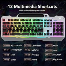 Load image into Gallery viewer, AULA Keyboard, T102 104 Keys Gaming Keyboard and Mouse Combo with RGB Backlit Quiet Computer Keyboard, All-Metal Panel, Waterproof Light Up PC Keyboard, USB Wired Keyboard Gaming for MAC Xbox PC Gamer
