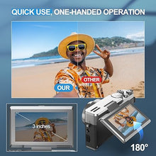 Load image into Gallery viewer, 56MP Digital Cameras for Photography, 4K Autofocus Video Camera with 32GB TF Card &amp; 2 Batteries,18X Zoom Anti-Shake Point and Shoot Digital Cameras,Compact Camera for Travel(K100 Silver)
