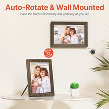 Load image into Gallery viewer, Frameo 10.1" Digital Picture Frame with 32GB Memory Wood WiFi Electronic Photo Frame 1280 x 800 IPS Touch Screen Auto-Rotate Slideshow Wall Mountable Share Photos/Video Remotely Anywhere
