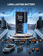 Load image into Gallery viewer, AstroAI L7 Tire Inflator Portable Air Compressor Cordless Bike Pump with Digital Dual Values Display, 150 PSI Car Tires Pump with LED Lights Air Pump for Cars, Motorcycles, Bikes, Balls
