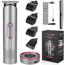 Load image into Gallery viewer, PRITECH Hair Trimmer for Women, Waterproof Bikini Trimmer for Women for Wet &amp; Dry Use, Rechargeable Pubic Hair Trimmer Women, Women Electric Razor&amp;Shaver with Standing Recharge Dock, Aurora Gray
