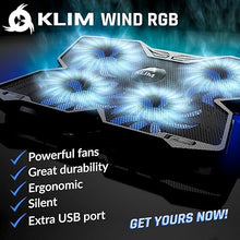 Load image into Gallery viewer, KLIM Wind Laptop Cooling Pad - More Than 500 000 Units Sold - New Version 2024 - The Most Powerful Rapid Action Cooling Fan - Laptop Stand with 4 Cooling Fans at 1200 RPM - USB Fan - PS5 PS4 - RGB
