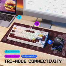 Load image into Gallery viewer, RisoPhy PC423 Wireless Creamy Keyboard with Screen &amp; Knob, 75% 2.4G/Bluetooth/USB-C Gasket RGB Mechanical Keyboard, Hot Swappable, Five-Layer Padding &amp; Pre-lubed Linear Switch, Retro Red and White
