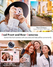 Load image into Gallery viewer, 4K Digital Camera, 48MP Autofocus Cameras for Photography,Vlogging Compact Camera with Front and Rear Camera, 16X Zoom Protable Point and Shoot Cameras with 32GB SD Card,Anti-Shake,2 Batteries
