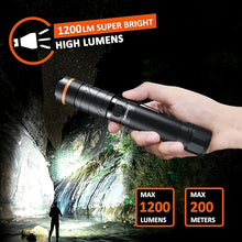 Load image into Gallery viewer, NICRON Flashlights,Rechargeable Magnetic LED Flashlights,1200 High lumens Tactical Flashlight,White/Red/Green Lights USB Charging,90 Degree Twist,IP65 Waterproof Outdoor
