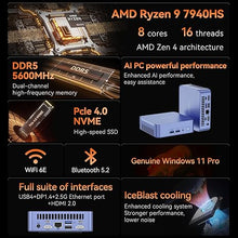 Load image into Gallery viewer, GEEKOM AX7 Pro Mini PC,AMD Ryzen R9-7940HS (8C/16T,up to 5.2GHz) Mini Computers, 32GB DDR5 5600Mhz RAM&amp;2TB PCIe Gen 4 SSD, Mini Desktop Windows 11 Pro, AMD Radeon 780M /WiFi 6E/BT5.2/2.5G LAN
