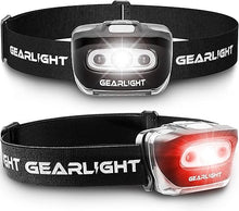 Load image into Gallery viewer, GearLight 2Pack LED Headlamp - Outdoor Camping Head Lamps with Adjustable Headband - Lightweight Battery Powered Bright Flashlight Headlight with 7 Modes and Pivotable Head and Red Light
