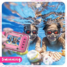 Load image into Gallery viewer, Kids Camera, Waterproof Kids Digital Camera, Children Selfie Camera with 180°Flip Len, 20MP 1080P Sports Action Toy Underwater Camera for Pool Helmet, Birthday Gifts for Boys Girls Age 3-12
