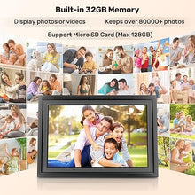 Load image into Gallery viewer, Frameo 10.1 Inch Smart WiFi Digital Photo Frame, 32GB Memory, Auto-Rotate, 1280x800 HD IPS Touchscreen Digital Picture Frame, Wall Mountable, Instantly Share Pictures Videos, for Family, Friends-Black
