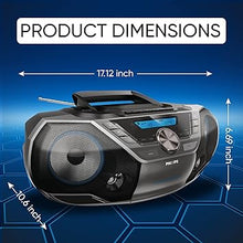 Load image into Gallery viewer, Philips Portable CD Player Bluetooth with Cassette All in one Powerful Stereo Boombox for Home with mega Bass Reflex Speakers, Radio/USB / MP3/ AUX Input with Backlight LCD Display
