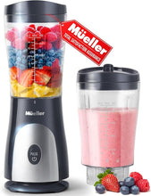 Load image into Gallery viewer, Mueller Personal Blender for Shakes and Smoothies with 15 Oz Travel Cup and Lid, Juices, Baby Food, Heavy-Duty Portable Blender &amp; Food Processor, Grey
