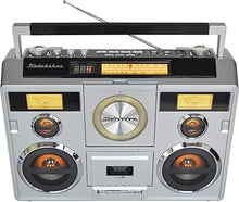 Load image into Gallery viewer, Studebaker Sound Station Portable Stereo Boombox with Bluetooth/CD/AM-FM Radio/Cassette Recorder (Silver)
