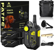 Load image into Gallery viewer, PATPET Dog Training Collar, 1.2 Mile Range 101 Training Levels Dog Shock Collar with Remote Control (15-150 lbs), Waterproof 100% Safe E Collar for Large Breed for 2 Dogs Black with Bright Green

