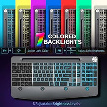 Load image into Gallery viewer, Wireless Keyboard and Mouse Backlits - Full-Sized Ergonomic Lighted Keyboard with Wrist Rest, Phone Holder,2.4GHz Rechargeable Silent Keyboard Mouse Combo for Computer, Laptop, PC, Mac -Grey

