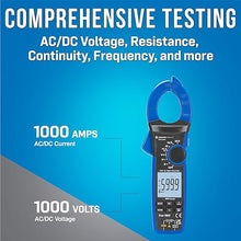 Load image into Gallery viewer, Jonard Tools ACM-1000 Digital Clamp Meter, 1000V/1000A TRMS Multimeter with 45mm Clamp, Non-Contact Voltage Tester, Measures AC/DC Voltage, Current, Continuity, Frequency, Capacitance
