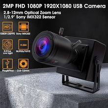 Load image into Gallery viewer, SVPRO Manual Focus USB Camera with Zoom 2.8-12mm Lens 1080P HD Low Light Webcam with Sony IMX323 Sensor H.264 Portable USB Web Camera with Metal Housing and Bracket
