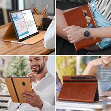 Load image into Gallery viewer, DTTO for Samsung Galaxy Tab S10 Ultra / S9 Ultra / S8 Ultra Case 2024/2023/2022, Premium Leather Business Folio Stand Cover with S Pen Holder for 14.6 Inch Tablet, Auto Wake/Sleep, Brown
