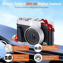 Load image into Gallery viewer, 4K Digital Camera with SD Card, 48MP Vlogging Camera with Viewfinder Flash Dial, Camera for Photography and Video Autofocus, Portable Travel Camera, 16X Zoom Anti-Shake Small Digital Camera
