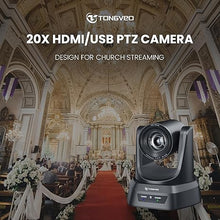 Load image into Gallery viewer, Conference Room PTZ Camera System with 20X Optical Zoom | 1080P 60fps HDMI USB Webcam for Church Streaming Online Video Conference| Compatible with Zoom, Skype, OBS | Easy Setup
