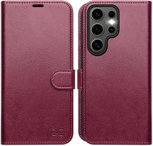 Load image into Gallery viewer, OCASE Compatible with Galaxy S25 Ultra Wallet Case, PU Leather Flip Folio Case with Card Holders RFID Blocking Kickstand [Shockproof TPU Inner Shell] Protective Phone Cover 6.9 Inch 2025, Burgundy
