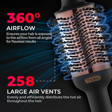 Load image into Gallery viewer, TYMO Hair Dryer Brush Blow Dryer Brush in One, 4 in 1 Ionic Hair Dryer and Styler Volumizer with Oval Titanium Barrel, Hot Air Straightener Brush for Smooth Frizz-Free Blowout, Gold
