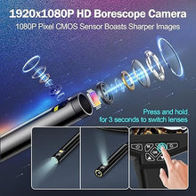 Load image into Gallery viewer, Dual Lens Borescope Camera with Light, Industrial Endoscope Camera with Light 4.3&quot; IPS Screen, Inspection Camera Waterproof, Sewer Drain Plumbing Pipe Snake Camera, Gadgets for Men - 16.5ft, 32GB
