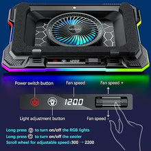 Load image into Gallery viewer, Laptop Cooling Pad Powerful Turbo Fan RGB Gaming Notebook Cooler, Moojay Laptop Fan Cooling Stand with 8 Adjustable Heights and Phone Holder, for 14-19 Inch Laptops - Ice Blue LED Light
