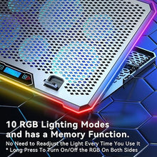 Load image into Gallery viewer, Aluminum Alloy Laptop Cooling Pad?RGB Gaming Laptop Cooler with 6 Quiet Cooling Fans for 15.6-17.3 inch laptops, 9 Height Stand, LCD Screen, 4 USB Ports with 1 3.0HUB 2 2.0HUB, Lap Desk Use
