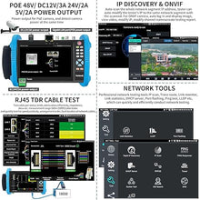 Load image into Gallery viewer, Rsrteng CCTV Camera Tester, 8K 32MP 4K 12MP IP Camera Tester CVBS Camera Tester 7&quot; IPS Touch Screen Cable Tester Network Tool Support POE HDMI 8GB TF Card DC 5V/12V/24V Output IPC Tester IPC-9800Pro
