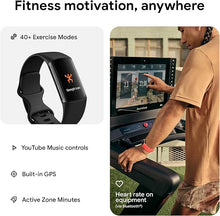 Load image into Gallery viewer, Fitbit Charge 6 Fitness Tracker with Google apps, Heart Rate on Exercise Equipment, 6-Months Premium Membership Included, GPS, Health Tools and More, Obsidian/Black, One Size (S &amp; L Bands Included)
