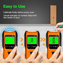 Load image into Gallery viewer, Stud Finder Wall Scanner, 5 in 1 Multifunction Stud Locator with Upgraded Smart Sensor, HD LCD Display and Audio Alarm for The Center &amp; Edge of Metal, Studs, AC Wire, and Pipe Detection (Orange)
