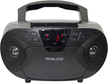 Load image into Gallery viewer, Philco Portable Bluetooth Boombox with CD and Cassette Player | Cassette Recorder | Connect to Headphones | CD Player is Compatible with MP3/WMA/CD-R/CD-RW CDs | 3.5mm Aux Input | AC/Battery Powered
