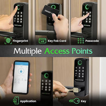 Load image into Gallery viewer, Home Smart Lock with Handle - Heavy Duty WiFi Door Lock Deadbolt with Fingerprint, Passcode, Key, App, Card Unlock Options -Keyless Entry Door Lock for Front Door Office Storage Rental
