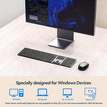 Load image into Gallery viewer, AUSDOM Wireless Keyboard and Mouse Combo, 2.4Ghz Cordless Quiet Keyboard Mouse Set, Rechargeable Slim Silent Full Size Keyboard with 3 DPI Adjustable Mouse, Ultra-Thin for Windows, Laptop, Black Gray
