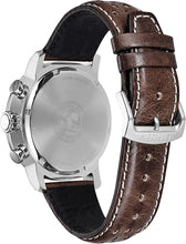 Load image into Gallery viewer, Citizen Men's Eco-Drive Weekender Brycen Chronograph Watch in Stainless Steel, Brown Leather strap, Ivory Dial (Model: CA0649-06X)
