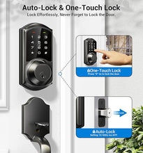 Load image into Gallery viewer, Veise Fingerprint Smart Lock for Front Door, 7-in-1 Keyless Entry Deadbolt with App Control, Electronic Digital Locks with Touchscreen Keypad, Auto Lock, Easy Install, Waterproof, Matte Black
