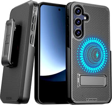 Load image into Gallery viewer, for Samsung Galaxy S25 Compatible with MagSafe Magnetic Heavy Duty Slide Hip Phone Cover with Kickstand for Galaxy S25 - Black
