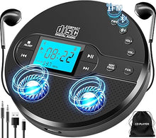 Load image into Gallery viewer, Portable CD Player with Bluetooth, Walkman CD Player with FM Transmitter and Speakers for Car, Rechargeable Discman CD Player with Anti-Skip Protection, Headphones, LCD Display (Black)
