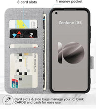 Load image into Gallery viewer, Foluu for Asus Zenfone 10 Wallet Case, Card Slot Stand Phone Case with [Shockproof TPU Interior Case], PU Leather Strong Magnetic Flip Cover for Asus Zenfone 10 2023 (Gray)
