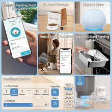Load image into Gallery viewer, Smart Automatic Cat Feeders: WiFi Pet Feeder with APP Control for Remote Feeding, Detachable for Easy Clean, Automatic Cat Food Dispenser with Alexa,1-30 Meals Per Day for Dog (6L/25Cup)
