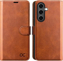 Load image into Gallery viewer, OCASE Compatible with Galaxy S25 Wallet Case, PU Leather Flip Folio Case with Card Holders RFID Blocking Kickstand [Shockproof TPU Inner Shell] Protective Phone Cover 6.2 Inch 2025, Brown
