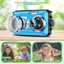 Load image into Gallery viewer, Kids Digital Camera with 32GB Card Waterproof Digital Camera for Kids 10FT 30MP FHD 1080P Compact Portable 16X Digital Zoom Point and Shoot Digital Camera
