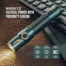 Load image into Gallery viewer, OLIGHT Warrior 3S 2300 Lumens Rechargeable Tactical Flashlight, Compact Dual-Switches LED Bright Light with Proximity Sensor, Powered by Customized Battery for Emergency (Dream Blue)
