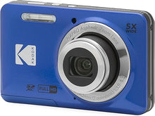 Load image into Gallery viewer, KODAK PIXPRO FZ55-BL 16MP Digital Camera 5X Optical Zoom 28mm Wide Angle 1080P Full HD Video 2.7&quot; LCD Vlogging Camera (Blue)
